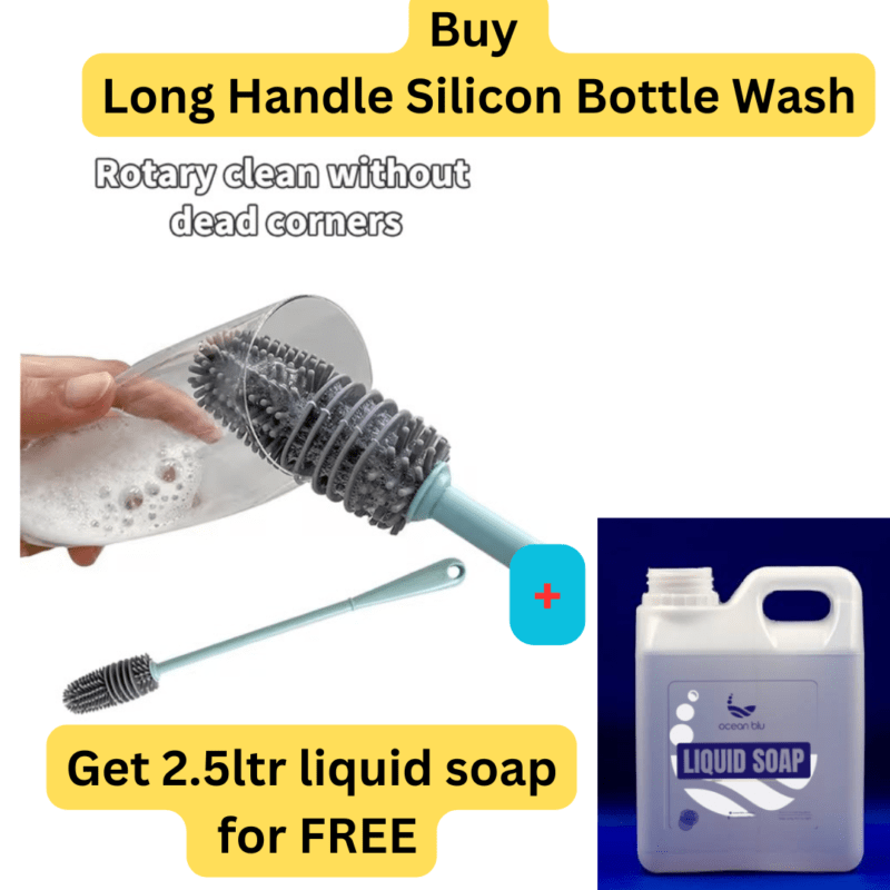 Long Silicon Bottle Brush{Free 2.5ltr Liquid Soap}