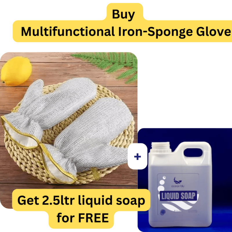 Multipurpose Iron-Sponge Glove + 2.5 Ltr Liquid Soap